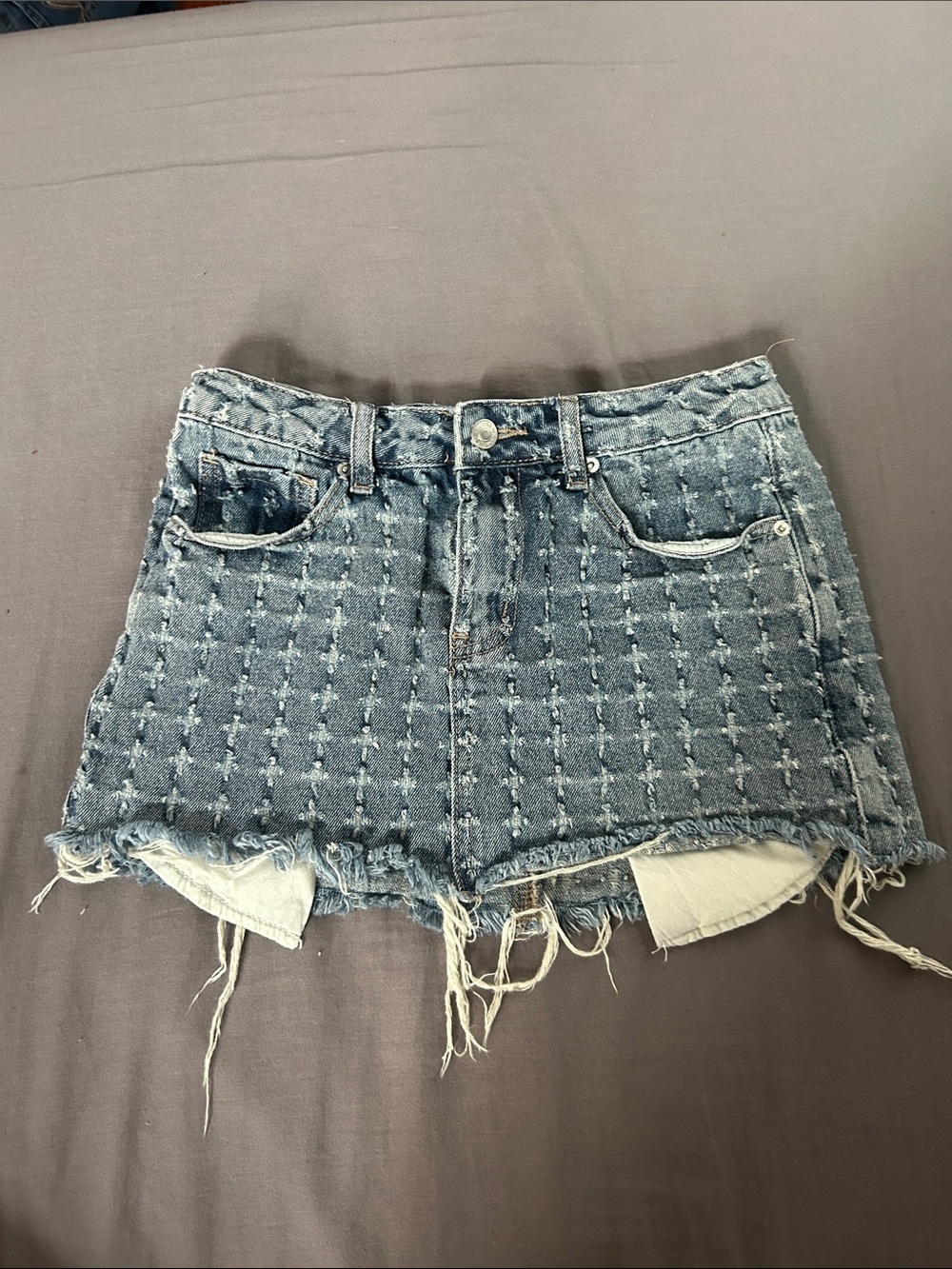 Forever 21 Distressed Blue Denim Mini Skirt